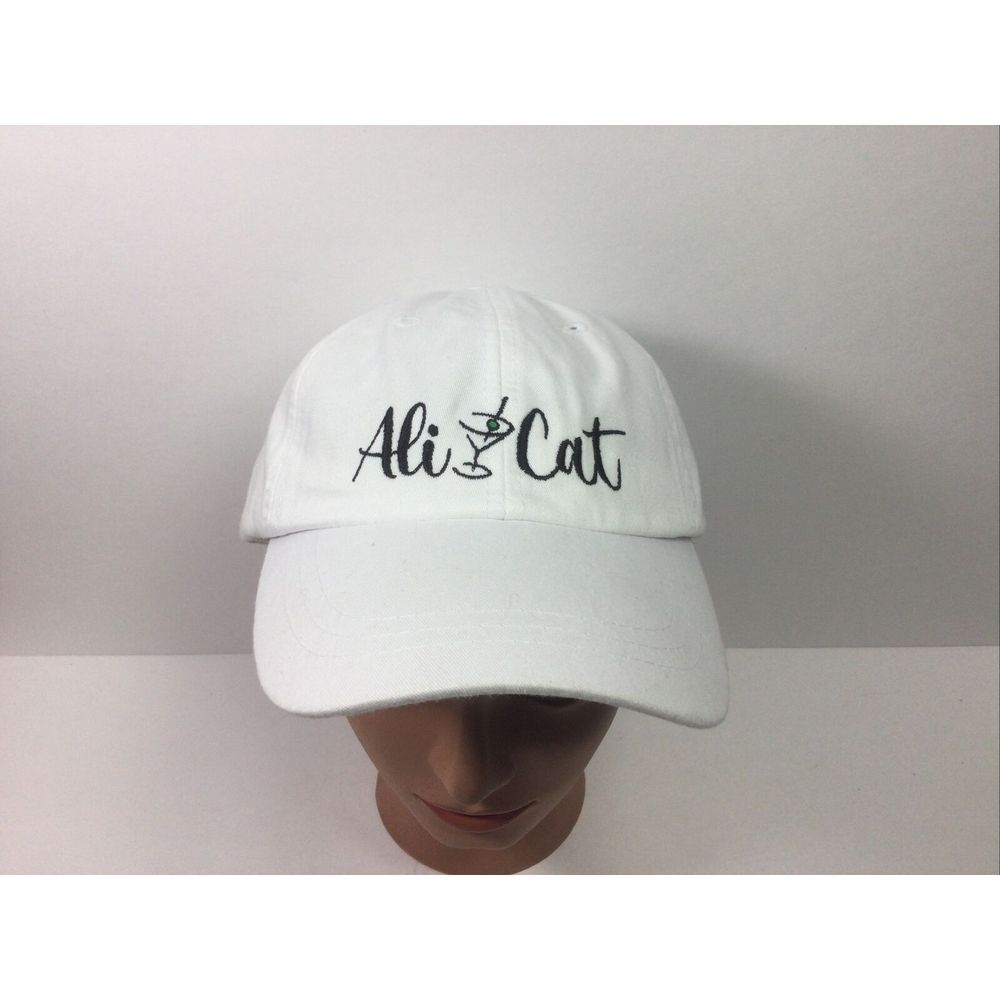 Adams Womens White Golf Hat Ali/Cat Logo Strap Back Baseball Cap